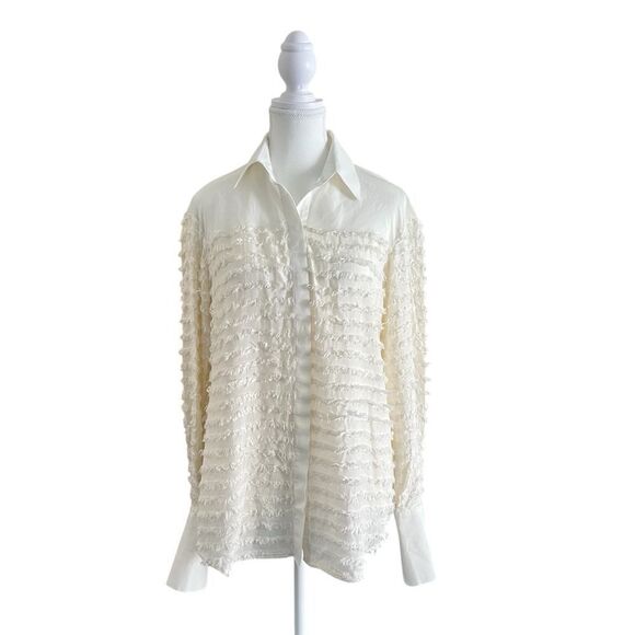 L’Agence Long Sleeve Textured Silk Button Down Shirt Blouse Size Small - Picture 1 of 9